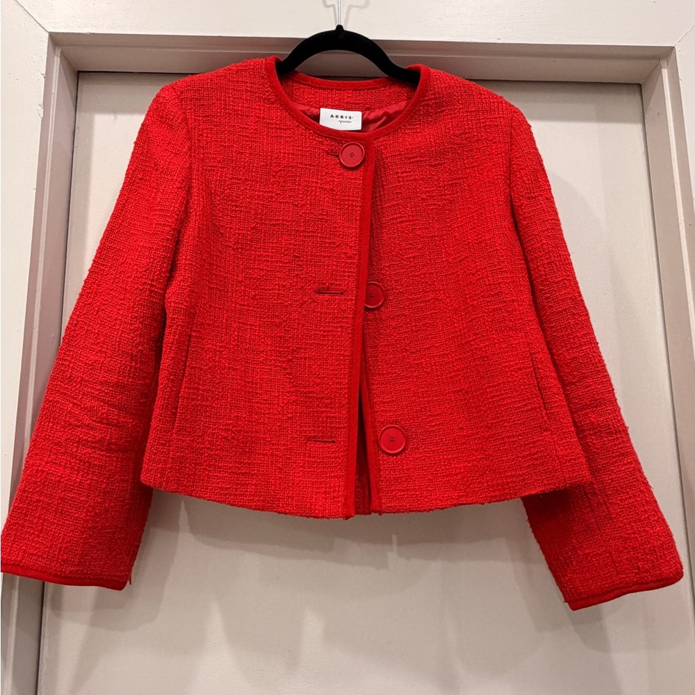 Akris Bold Red Tweed Jacket
